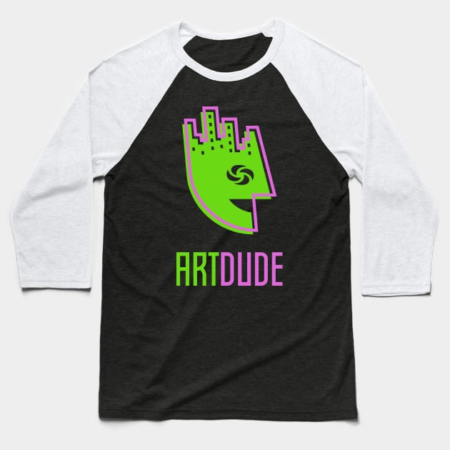 YourArtDude Logo In Lime And Pink Baseball T-Shirt by yourartdude